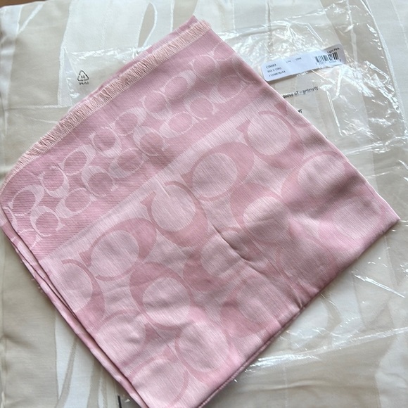 Coach Accessories - NWT $178 Coach signature scarf. 44 by 44 inches. Pink.